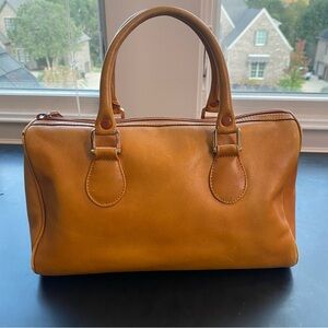 Vintage 1970s Saks Fifth Avenue Satchel Handbag Bag Tan Saddle Brown Leather
